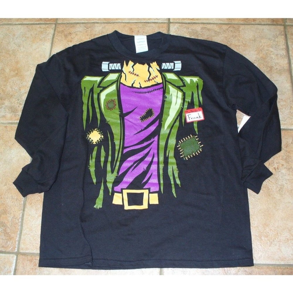 Boys Frankenstein Frank Size XL‎ 18 Long Sleeve Costume T-Shirt Halloween New